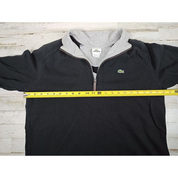 Lacoste Sweater men's Size 5 Large 1/4 Zip Black Long Sleeve Pullover Mock Neck - Picture 7 of 10